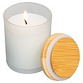 Candle in frosted glass with bamboo lid