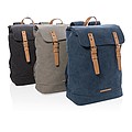 Canvas laptop backpack PVC free, blue