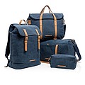 Canvas laptop backpack PVC free, blue