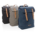 Canvas laptop backpack PVC free, grey