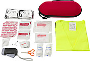 Car emergency first aid kit. Red
