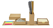 Cardboard cube desk organizer.