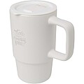 Carter 450 ml ceramic mug with plastic lid, white