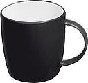 Ceramic cup, white inside and coloured outside, black