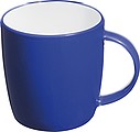 Ceramic cup, white inside and coloured outside, blue