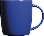 Ceramic cup, white inside and coloured outside, blue