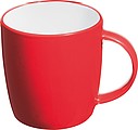 Ceramic cup, white inside and coloured outside, red