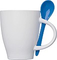 Ceramic cup with a spoon, blue