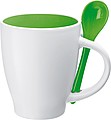 Ceramic cup with a spoon, green
