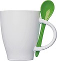 Ceramic cup with a spoon, green
