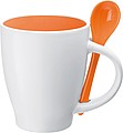 Ceramic cup with a spoon, orange