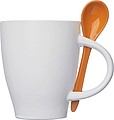 Ceramic cup with a spoon, orange