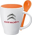 Ceramic cup with a spoon, orange
