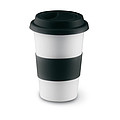 Ceramic mug w/ lid and sleeve, black