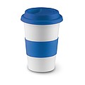 Ceramic mug w/ lid and sleeve, blue