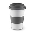 Ceramic mug w/ lid and sleeve, grey