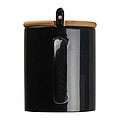 Ceramic mug with spoon and bamboo lid