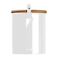 Ceramic mug with spoon and bamboo lid