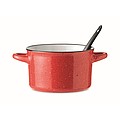 Ceramic vintage style soup bowl with spoon