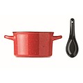 Ceramic vintage style soup bowl with spoon