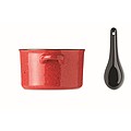 Ceramic vintage style soup bowl with spoon