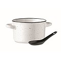 Ceramic vintage style soup bowl with spoon