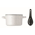 Ceramic vintage style soup bowl with spoon