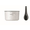 Ceramic vintage style soup bowl with spoon