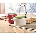 Ceramic vintage style soup bowl with spoon