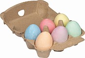 Chalk eggs in cardboard box