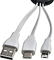 Charger cable set with three plugs: USB-C connector and dual micro USB connectors.