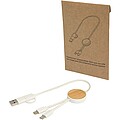 Chechia 5-in-1 recycled plastic 30 cm data sync and 27W fast charge cable with bamboo details, white