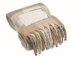 Chequered design mohair feel RPET polyester blanket