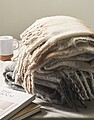 Chequered design mohair feel RPET polyester blanket