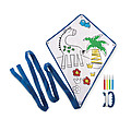 Childrens kite in polyester with 4 markers.