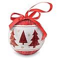 Christmas ball in pearl finish with ribbon hanger.