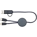 Citala 5-in-1 recycled plastic 30 cm data sync and 27W fast charge cable, hale blue