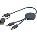 Citala 5-in-1 recycled plastic 30 cm data sync and 27W fast charge cable, hale blue