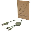 Citala 5-in-1 recycled plastic 30 cm data sync and 27W fast charge cable, heather green