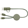 Citala 5-in-1 recycled plastic 30 cm data sync and 27W fast charge cable, heather green