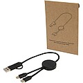 Citala 5-in-1 recycled plastic 30 cm data sync and 27W fast charge cable, solid black