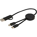 Citala 5-in-1 recycled plastic 30 cm data sync and 27W fast charge cable, solid black