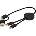Citala 5-in-1 recycled plastic 30 cm data sync and 27W fast charge cable, solid black