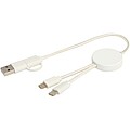 Citala 5-in-1 recycled plastic 30 cm data sync and 27W fast charge cable, white