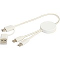 Citala 5-in-1 recycled plastic 30 cm data sync and 27W fast charge cable, white