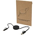 Citala 5-in-1 recycled plastic 90 cm retractable data sync and 40W fast charge cable, solid black