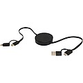 Citala 5-in-1 recycled plastic 90 cm retractable data sync and 40W fast charge cable, solid black