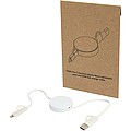 Citala 5-in-1 recycled plastic 90 cm retractable data sync and 40W fast charge cable, white