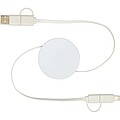 Citala 5-in-1 recycled plastic 90 cm retractable data sync and 40W fast charge cable, white