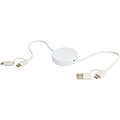 Citala 5-in-1 recycled plastic 90 cm retractable data sync and 40W fast charge cable, white